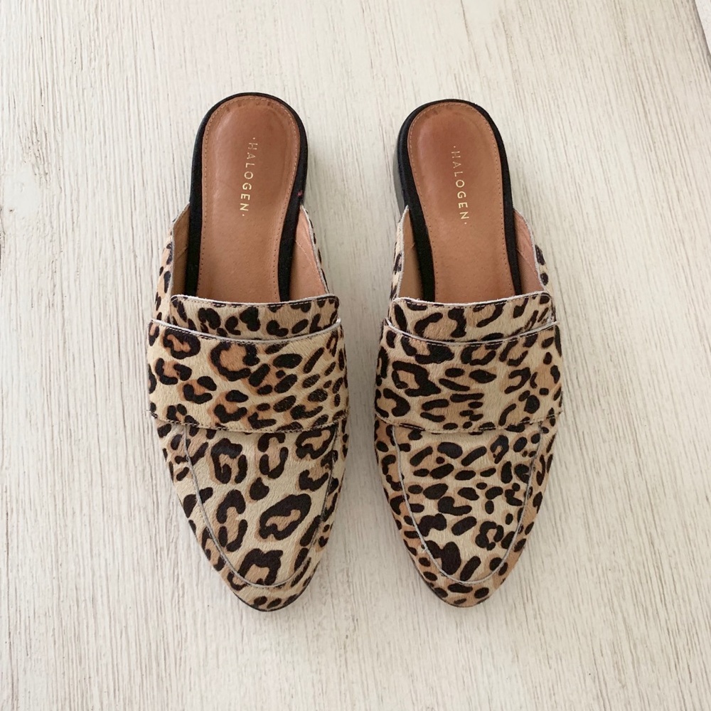 Nordstrom Halogen size 6 leopard calf hair mule